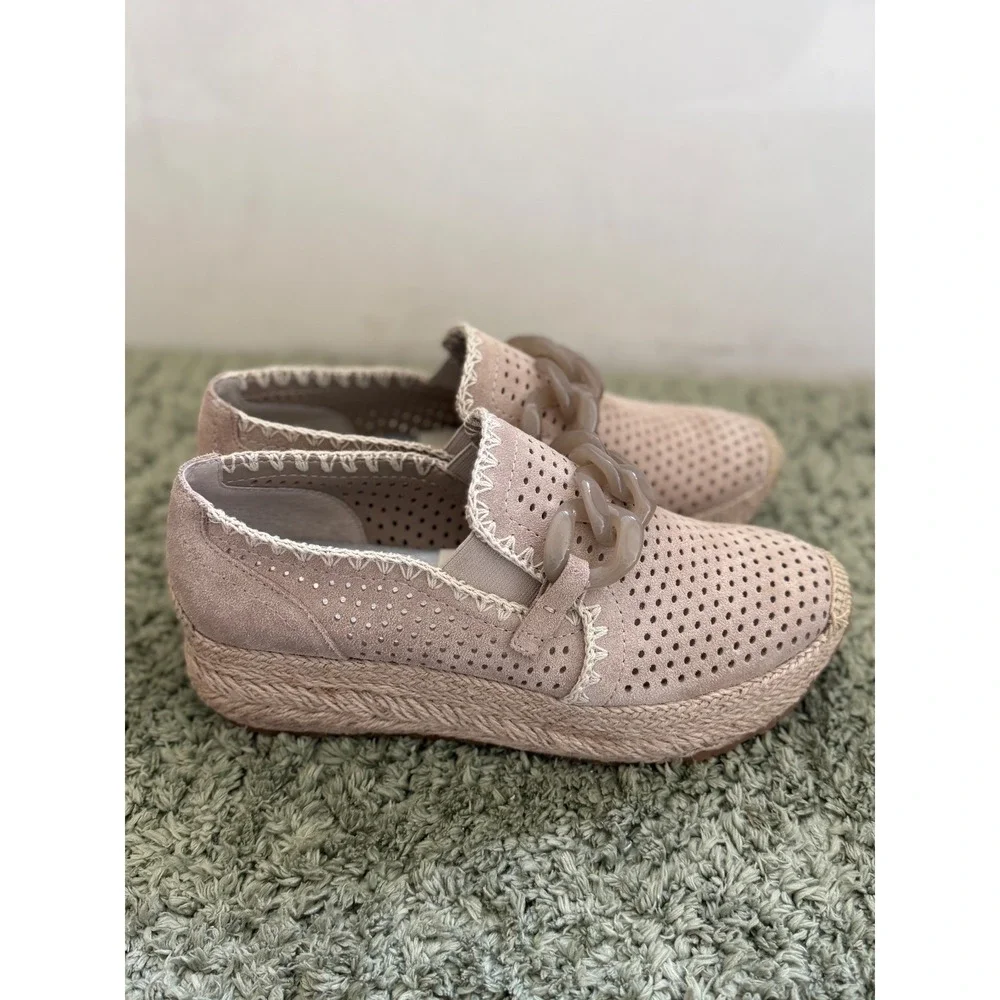Dolce‎ Vita Jhenee Taupe Suede Espadrille Platform Sneaker Chain Slip On 9